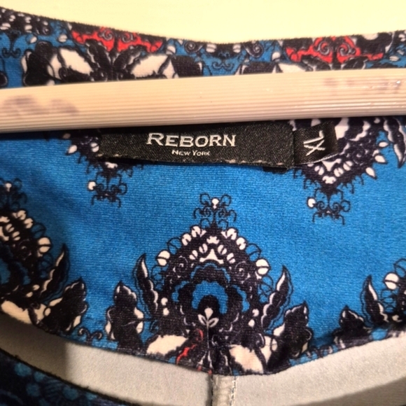 Chic Boho Blue and Red Long Sleeve Maxi Dress. 23ptp - Picture 2 of 5